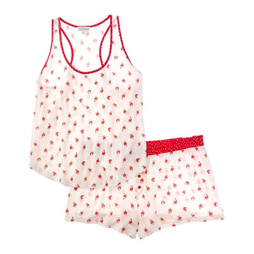 Pj Salvage Womens  Set Of 2 Pajama Short Set, Red